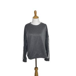 Adidas Running Women's Size Large (L) Gray Long Sleeve Sweatshirt 3 White Stripe